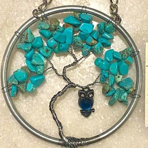 Handmade turquoise Suncatcher with owl
